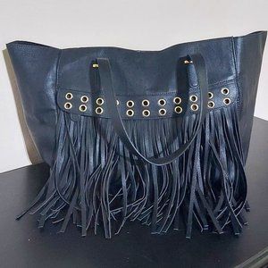 Steve Madden Black Faux Leather Tassel Shoulder Bag